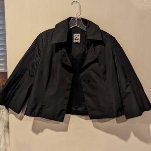 1990s Vintage Zelda Black Cropped Blazer Flared Jacket with Pleated sleeves